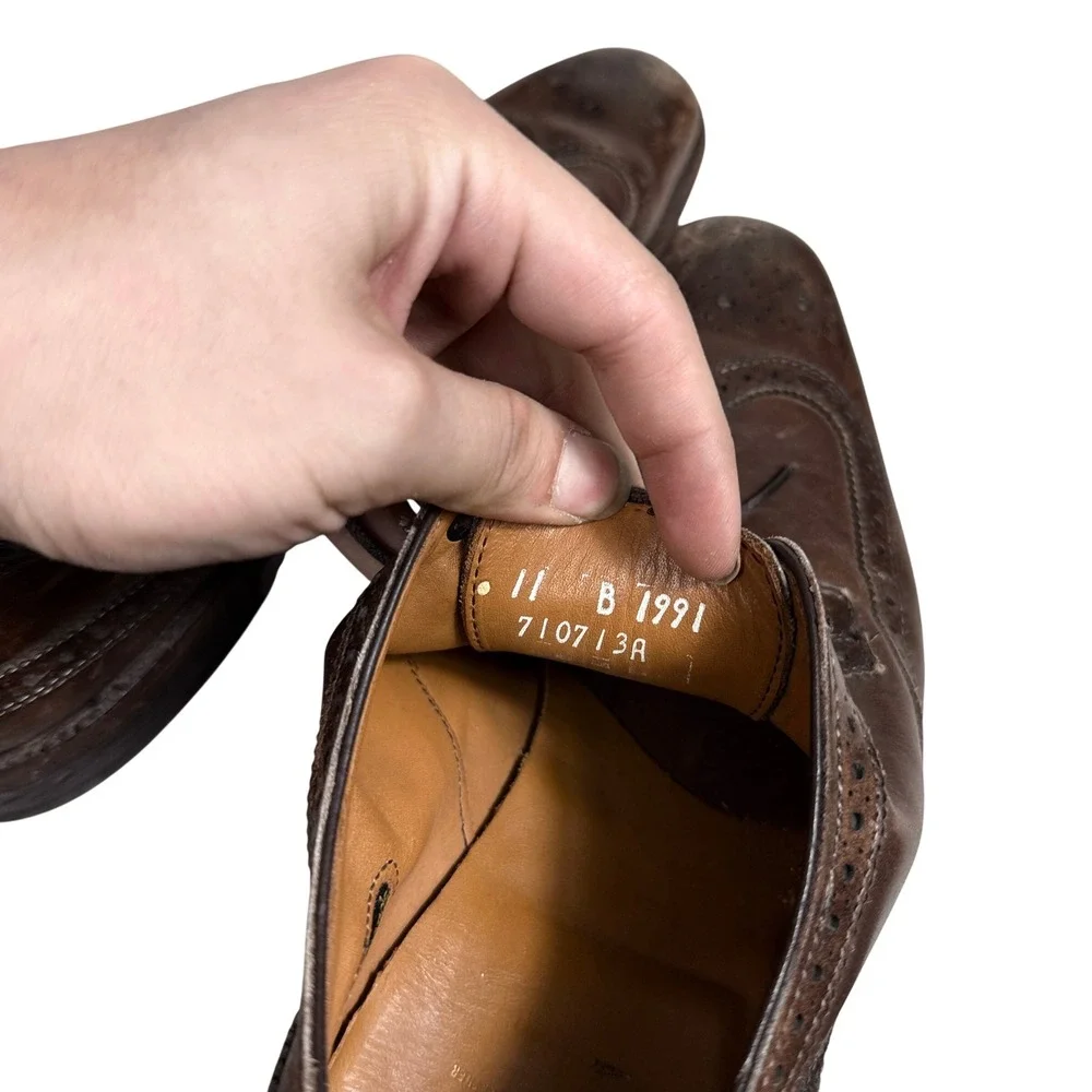 Allen Edmonds McAllister Wingtip Oxford Mens 11 B Brown Leather Dress Shoes 1991